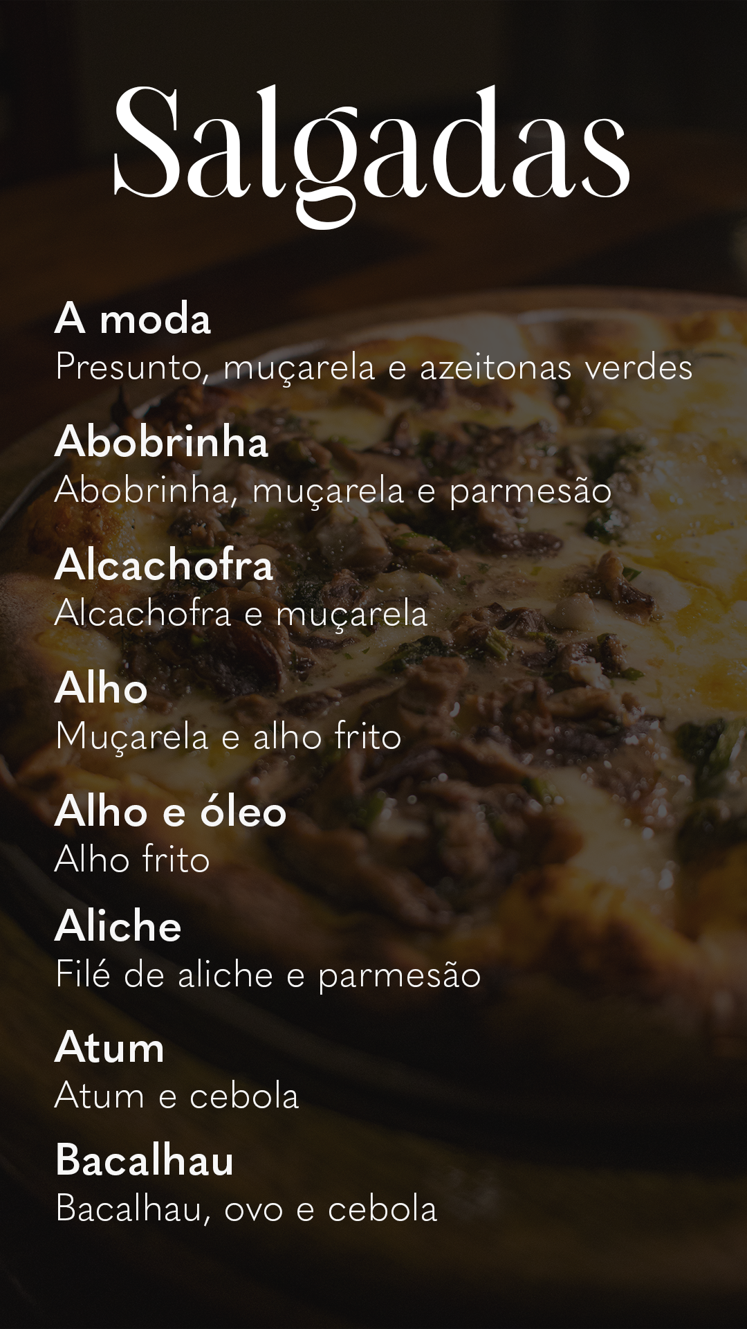 Página do Cardápio 1
